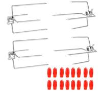 CPROSP 4PCS Forchetta di Carne per Girarrosto con Diametro 12mm con Vite di Bloccaggio con Coperchio di Protezione Rosso