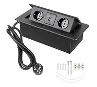 CPROSP Multipresa a Scomparsa da Incasso con USB/Cavo a Spina/1,8 m, Torretta Multipresa da Scrivania Nero, Presa Multipla da Incasso per Cucina
