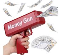 CPROSP Pistola per soldi con 100 oggetti di scena, Handheld Money Gun per film, Make It Rain, Prank Gun, pistola per soldi per giochi, feste, giochi di festa, matrimonio, carnevale, rosso