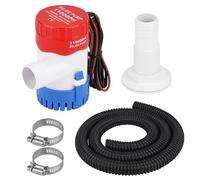 CPROSP Pompa di Sentina 12V 1100GPH con Tubo da φ29mm con 1x 1,88M Tubo Grigio e 3 Morsetti Pompa d'Acqua Silenziosa per Roulotte, Camper, Barche da Pesca, Piccole Piscine e Fontane