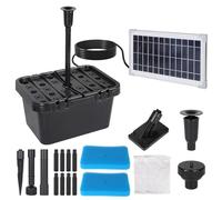 CPROSP Pompa per laghetto solare 390 l/h, pompa per laghetto da esterno con 2 inserti per fontana, modulo solare da 8 Watt, pompa solare, set completo per acqua pulita in laghetto da giardino