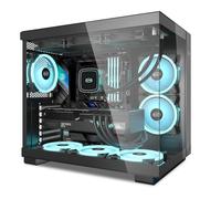 CPS C3T500 ARGB Tower ATX Case, PC Case, PCCOOLER 6 * 120mm ARGB Fans, 2*Transparent glass,Type-C, 2 * 3.0 USB, LED Airflow Tower PC Gaming Case, Supporta radiatori da 240 280 360mm, T500 (Nero)