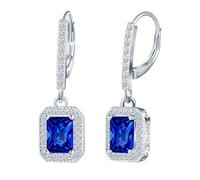 CPSLOVE Orecchini di Pietre Preziose Blu Oceano per Donna, Pendenti d'orecchio in Argento 925 con Zirconia Smeraldi, Cerchi con Chiusura Francese, Gioielli Moda da Matrimonio e Quotidiano