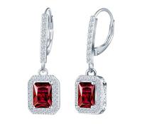 CPSLOVE Orecchini di Pietre Preziose Rosse per Donna, Pendenti d'orecchio in Argento 925 con Zirconia Smeraldi, Cerchi con Chiusura Francese, Gioielli Moda da Matrimonio e Quotidiano