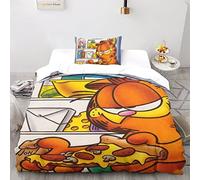 CPSUN Garfield Set Di Biancheria Da Letto Con Stampa 3D Con Federe Copripiumino Con Chiusura A Cerniera Morbida Microfibra Copripiumino Per Letto Copripiumini Single(135x200cm)