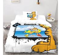 CPSUN Garfield Set Di Biancheria Da Letto Per Con Stampa 3D, Copripiumino Con Cerniera, Incluso Federe, Biancheria Da Letto Copripiumini Per Ragazzi E Ragazze Single(135x200cm)