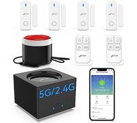 CPVAN Allarme Casa Senza Fili (2.4GHz&5GHz WiFi), Antifurto Casa per Allarme APP(Tuya/Smartlife), Wifi Sistema con Hub, Sirena, Sensori Porta/Finestra, Telecomandi, Funziona con Alexa