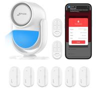 CPVAN Allarme Casa Senza Fili (2.4GHz WiFi), PIR WiFi Sensore di Movimento, fai da te Antifurto Casa Wireless con Avvisi APP, 9 pezzi-Kit (PIR Host Allarme, 6 Sensori Porta/Finestra, 2 Telecomandi)