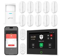 CPVAN Sistema di allarme GSM + WiFi, casa con schermo touch da 7", senza contratto, sistema intelligente completo con allarme app/SMS, host 110 dB, sensore di movimento, sensori porta/finestra