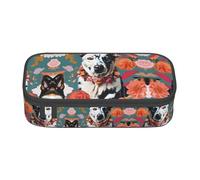 CPyuqw Astuccio con stampa floreale con fenicottero - organizer multiuso per penne, materiale scolastico, cancelleria, trucco e uso ufficio, Floreali del cane del bestiame, Taglia unica, Zaino per la