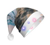 CPyuqw Cappello di Natale unisex con stampa a LED sulla spiaggia e sul mare, cappello da Babbo Natale per feste invernali, vacanze e uso quotidiano