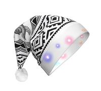 CPyuqw Cappello di Natale unisex con stampa a righe e tartaruga etnica a LED, cappello da Babbo Natale per feste invernali, vacanze e uso quotidiano