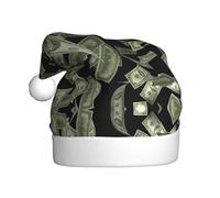 CPyuqw Cappello natalizio per adulti, cappello da Babbo Natale unisex con simbolo del dollaro, stampa di denaro, caldo copricapo per le vacanze