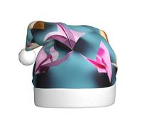 CPyuqw Cappello natalizio per adulti, cappello di Babbo Natale unisex con stampa di gru di carta origami, caldo copricapo per le vacanze