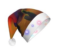 CPyuqw Cappello natalizio unisex con cactus al tramonto nel deserto, con LED, cappello da Babbo Natale per feste invernali, vacanze e uso quotidiano