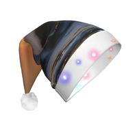 CPyuqw Cappello natalizio unisex con stampa a LED con onde dell'ultimo sole sul mare, cappello da Babbo Natale per feste invernali, vacanze e uso quotidiano