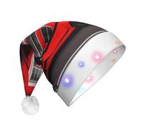 CPyuqw Cappello natalizio unisex con stampa di Londra e LED, cappello da Babbo Natale per feste invernali, vacanze e uso quotidiano