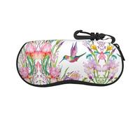 CPyuqw Custodia per occhiali con stampa di coccinelle e cartoni animati, custodia protettiva per occhiali con cerniera morbida, per donne e uomini, graziosa custodia portatile, giardino con uccelli e