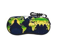 CPyuqw Custodia protettiva per occhiali con stampa aerei al tramonto - Custodia protettiva per occhiali con cerniera morbida per donne e uomini, graziosa custodia portatile, Mappa del mondo., Taglia