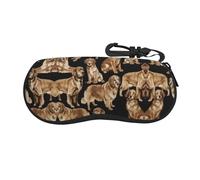 CPyuqw Custodia protettiva per occhiali con stampa aerei al tramonto - Custodia protettiva per occhiali con cerniera morbida per donne e uomini, graziosa custodia portatile, Golden Retrievers, Taglia