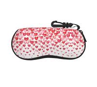 CPyuqw Custodia protettiva per occhiali con stampa di barche vichinghe antiche, custodia protettiva per occhiali con cerniera morbida, per donne e uomini, graziosa borsa portatile, Cadere Cuori Rossi