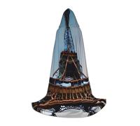 CPyuqw Mantello con cappuccio per Halloween, unisex, con stampa Torre Eiffel Parigi, Cosplay Robe per Víspera de Todos los Santos, Party, Carnevale
