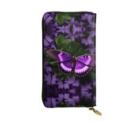 CPyuqw Portafoglio in pelle con stampa artistica colorata, per donne e uomini, pochette con porta carte, portamonete e scomparto per libretto degli assegni, Bella farfalla viola., Taglia unica