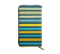 CPyuqw Portafoglio in pelle con stampa di stelle arcobaleno colorate, per donne e uomini, pochette con porta carte, portamonete e scomparto per libretto degli assegni, Strisce gialle e blu, Taglia