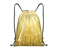 CPyuqw Sacca con coulisse - Borsa da palestra leggera con stampa brillante dorata con coulisse e spallacci regolabili, Nero , S
