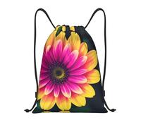 CPyuqw Sacca con coulisse - Borsa da palestra leggera con stampa floreale retrò con coulisse e spallacci regolabili, Nero , S