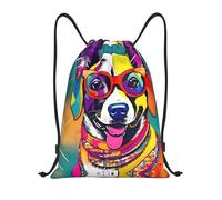 CPyuqw Sacca con coulisse - Borsa leggera con stampa di cane divertente con coulisse e spallacci regolabili, Nero , S