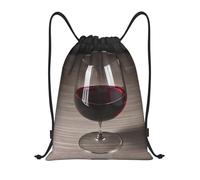 CPyuqw Sacca con coulisse - Borsa leggera per bottiglia di vino con stampa in vetro, borsa da palestra con coulisse e spallacci regolabili, Nero , S
