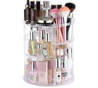 Cq acrylic Organizer per trucchi girevole a 360 gradi per bagno, 4 ripiani regolabili per cosmetici e espositori, trasparente