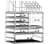 Cq acrylic Organizer trasparente per trucchi e contenitori impilabili per la cura della pelle con 7 cassetti, stand per gioielli, accessori per capelli, prodotti per la cura della pelle, set di 3