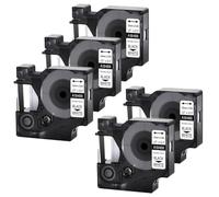 CQadsDyrx 5 pezzi nero su bianco 12mm nastro per etichette in nylon flessibile industriale compatibile con forniture per stampanti per 4200 6000 3M PL200 18488(Black on white)