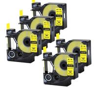 CQadsDyrx 5 pezzi nero su bianco 12mm nastro per etichette in nylon flessibile industriale compatibile con forniture per stampanti per 4200 6000 3M PL200 18488(Black on yellow)