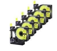 CQadsDyrx 5PK Etichetta nera su gialla 12/19mm compatibile con i materiali di consumo per stampanti LabelManager100 per il codice articolo 45018 45808 Cartuccia a cassetta