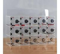 CQAHDSEVF Armadietto in acrilico per cellulari, Armadietto for cellulare, acrilico trasparente, montaggio a parete, lucchetto a combinazione, 15 scomparti(A)