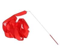CQAHDSEVF Bastoni per Nastri da Ballo, Nastro da Ballo Streamer Multicolore 2 m/4 m, Ginnastica Ritmica, Balletto, spettacoli di talento, Danza Artistica(Red,4m)