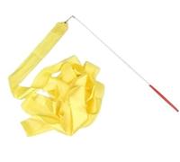 CQAHDSEVF Bastoni per Nastri da Ballo, Nastro da Danza Streamer Multicolore 4 m Bastone 49 cm for Ginnastica Classica(Yellow)