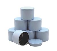 CQAHDSEVF Contenitori per Candele, Barattoli for Candele Rotondi in Ferro da 12 Pezzi da 4 Once con coperchi Portaoggetti da Viaggio for aromaterapia Fai-da-Te Multicolore(Blue)