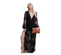 CQAHDSEVF Copricostumi, Bikini Cover Up Profondo scollo a V Slip Maxi Abito Multicolor Taglie multiple Donna Estate(Black,XXL)