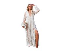 CQAHDSEVF Copricostumi, Bikini Cover Up Profondo scollo a V Slip Maxi Abito Multicolor Taglie multiple Donna Estate(White,M)