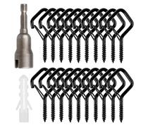 CQAHDSEVF Ganci da parete a vite, Ganci A Vite da Soffitto Argento Con Fibbia di Sicurezza for Luci Piante Varietà 12/20 Pz(Diamond 20pcs)