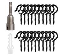 CQAHDSEVF Ganci da parete a vite, Ganci A Vite da Soffitto Argento Con Fibbia di Sicurezza for Luci Piante Varietà 12/20 Pz(Q 20 pcs)