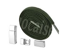 CQAHDSEVF Lacci per scarpe, Lacci piatti elastici senza fibbia, confezione da 2, multicolore, 100 cm x 6 mm(12 Green)