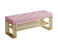 CQAHDSEVF Panca porta scarpe, Panca portascarpe a 2 livelli con cuscino in flanella e rastrelliera in metallo multicolore, dimensioni multiple(Pink-60 * 30 * 40cm)