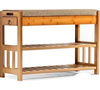 CQAHDSEVF Panca porta scarpe, Panca portascarpe da ingresso in bambù con sedile e cassetto for camera da letto 52-70x29,5x49 cm(52 * 29.5 * 49 cm)