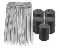 CQAHDSEVF Picchetti a U per Prato, Graffette paesaggistiche in Acciaio zincato a Forma di U for barriera antierbacce, Multicolore, 4x10 cm, 20-100 Pezzi(Mixed 100PCS-(Silver)