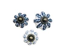 CQAHDSEVF Pomelli in ceramica a forma di zucca, Pomelli for Mobili In Ceramica Porcellana Blu E Bianca Diverse Misure 10 Pz(A 43mm Dia)